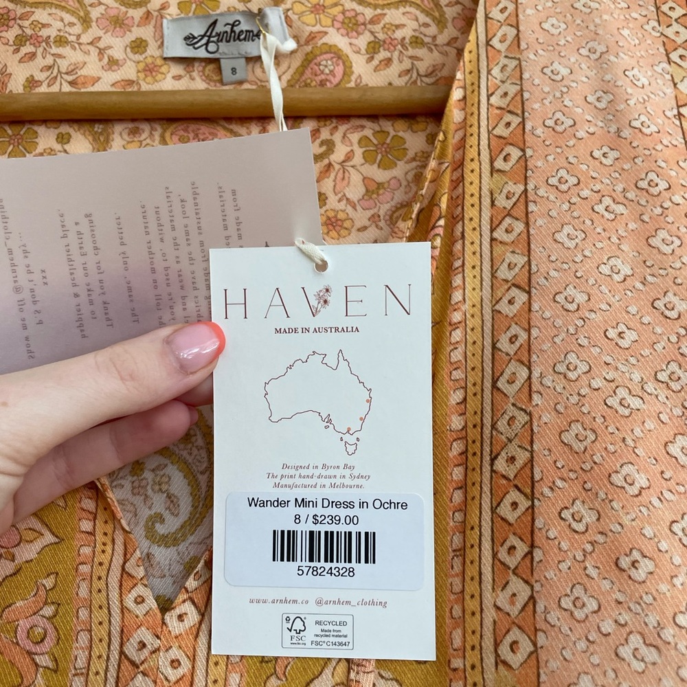 Arnhem Wander Mini Dress Ochre, size 8 BNWT - Picture 2 of 5